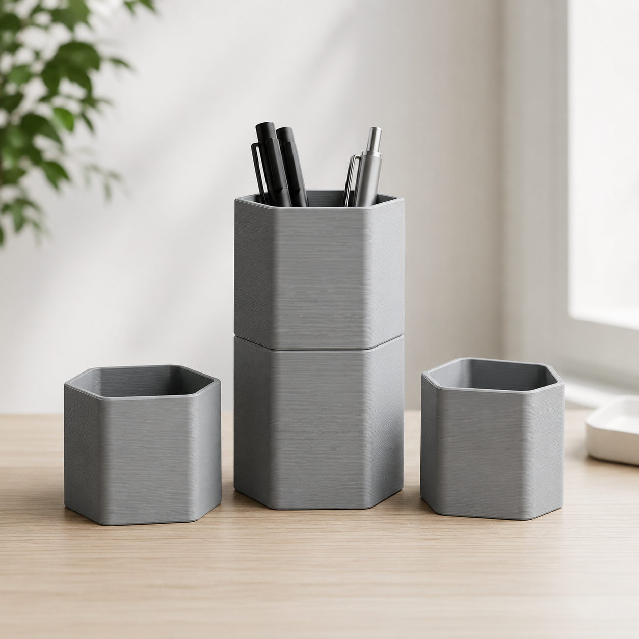 Honeycomb-Stiftehalter 3er Set aus PLA für den Schreibtisch